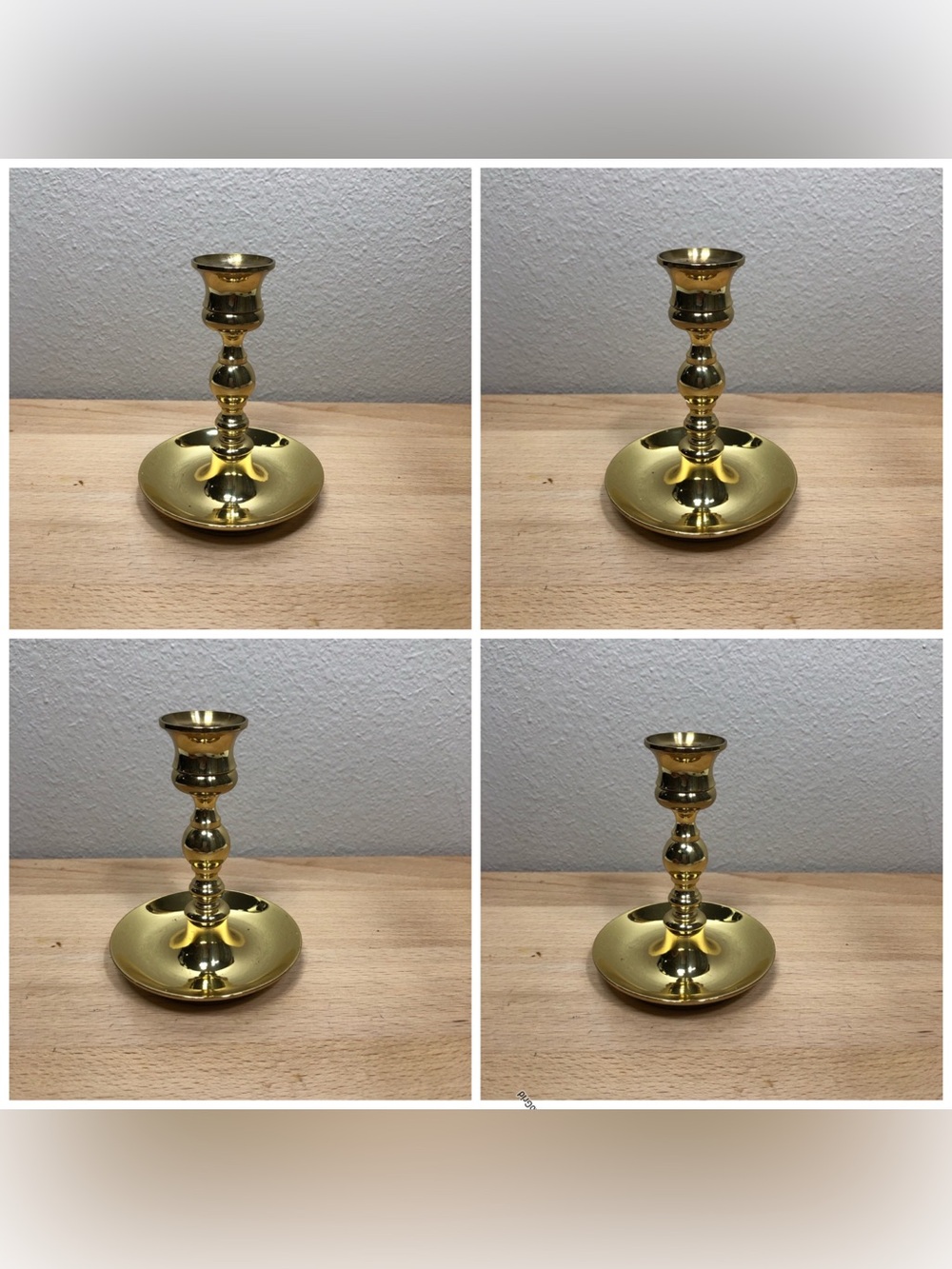 Vintage 2 Brass Baldwin Elegant Gold Console‎ Saucer base Candlestick Holder - Picture 2 of 11